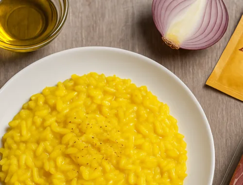 Risotto allo zafferano con pancetta dolce