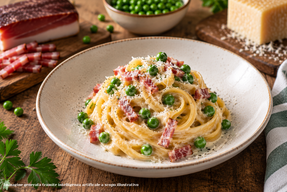 Fettuccine speck piselli e panna, un primo piatto cremoso e facile da preparare. Scopri ingredienti, procedimento e varianti della ricetta.