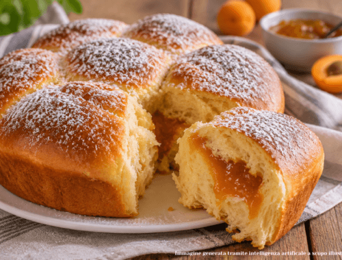 Un soffice pan brioche ripieno di confettura di albicocche per una colazione o una merenda gustosa e sfiziosa