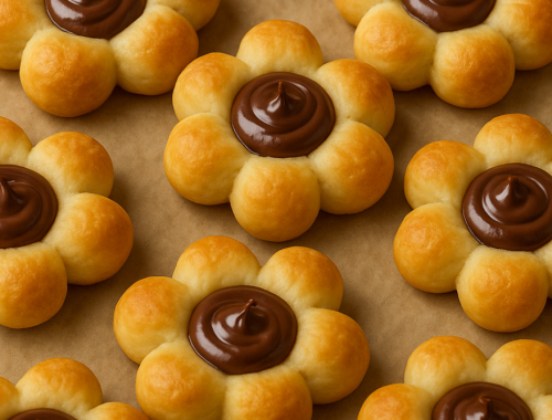 Fiorellini pop ripieni di crema alle nocciole