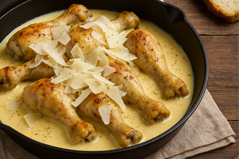 cosce di pollo alla panna e raspadura sono un secondo piatto cremoso