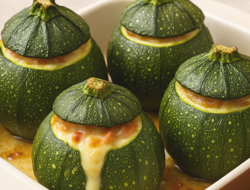 zucchina a bombetta ripiena di formaggio e prosciutto cotto