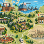 Una rappresentazione del viaggio attraverso la Germania del nord in camper